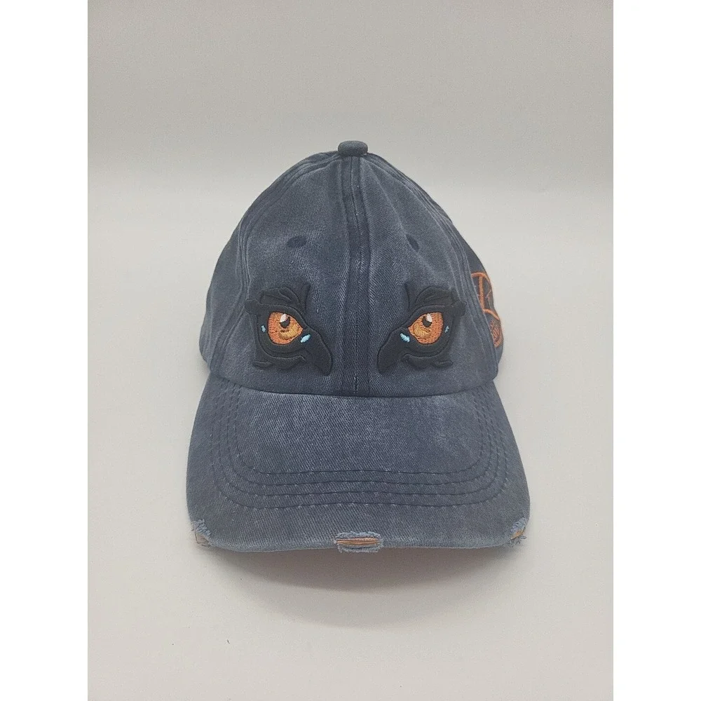 Blue Washed Cotton Embroidered EAGLE EYES Peaked Curved Bill Baseball Cap Hat  Z